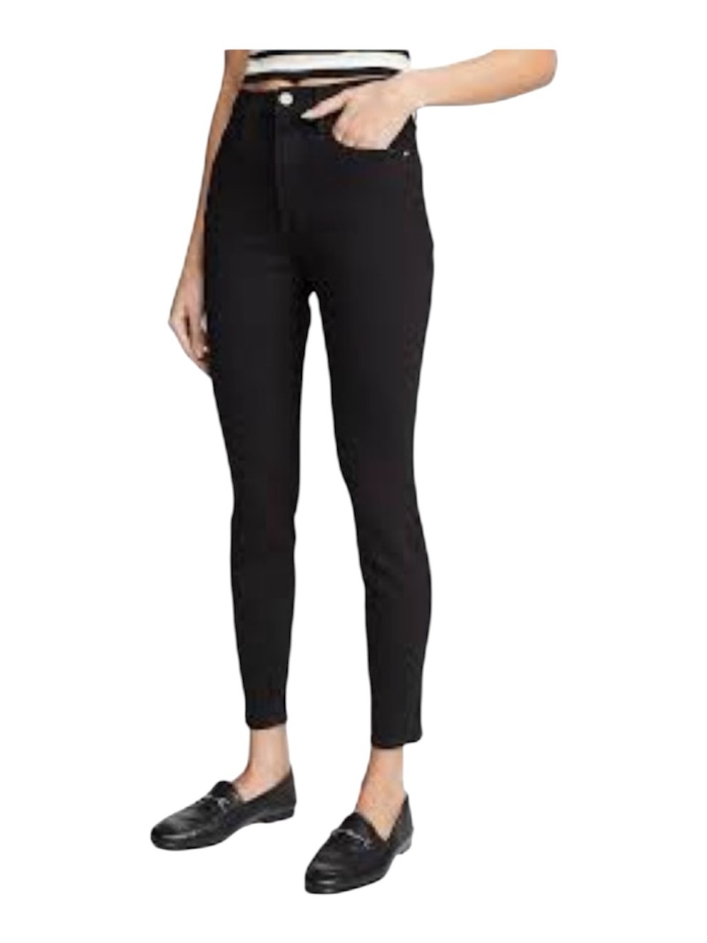 Frame Denim Ali High Rise Skinny Cigarette Jeans Noir Black Size 27